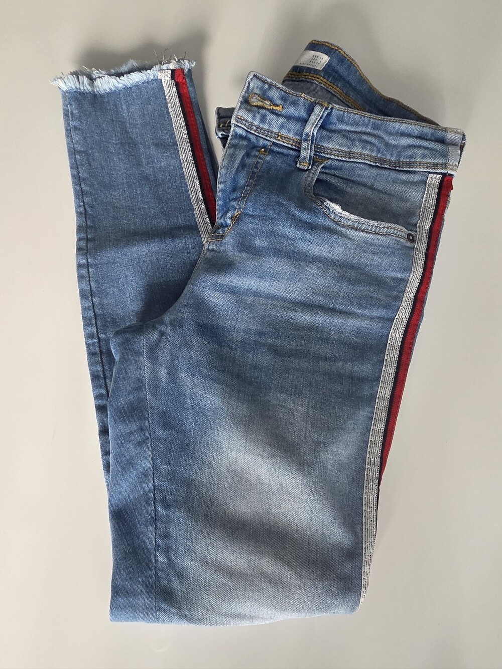 Zara Z1975 Side Stripe Skinny Jeans Light Wash - Size 4 (EU 36)